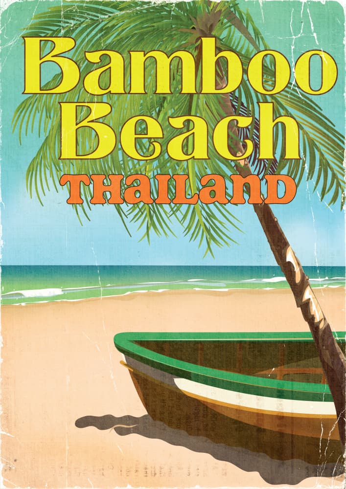 Vintage Bamboo Beach Thailand by Nicholas — canvas wall art