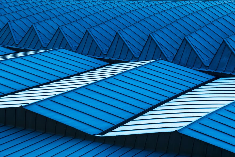 Geometric Blue Roof Pattern by Mei Xu — canvas wall art
