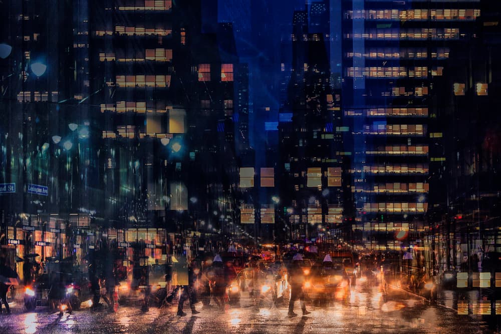 Rainy City Night by Massimo Della Latta — canvas wall art