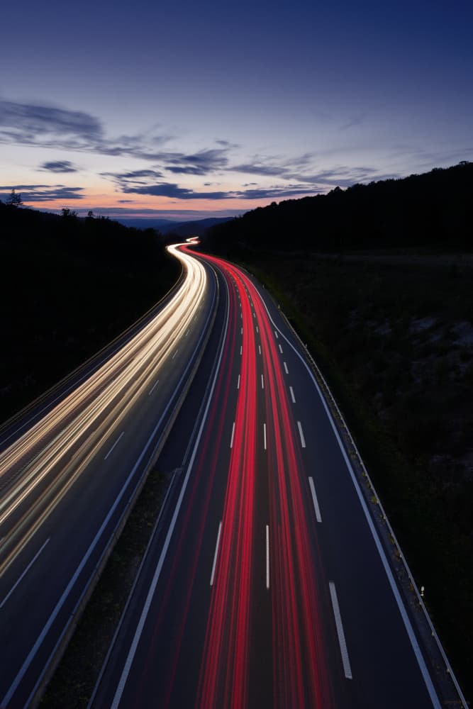 Winding Night Light Trails by Drazen Sokac — canvas wall art