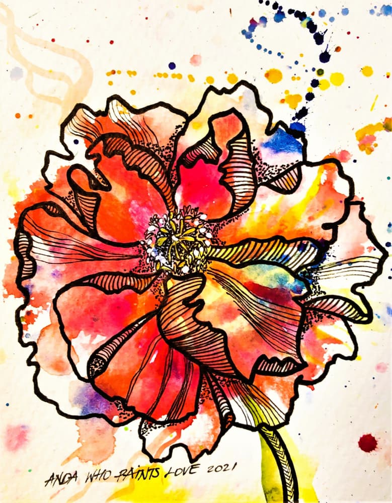 Vibrant Watercolor Flower by Anda Bieza — canvas wall art