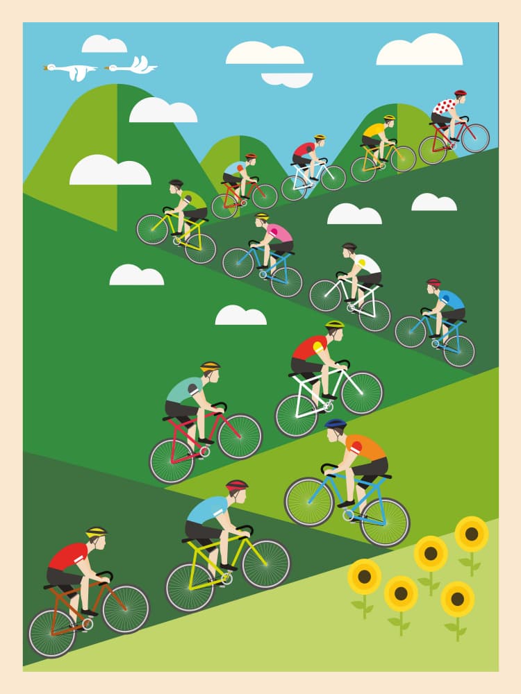 Uphill Cycling Race by WallChart Art Studio — canvas wall art