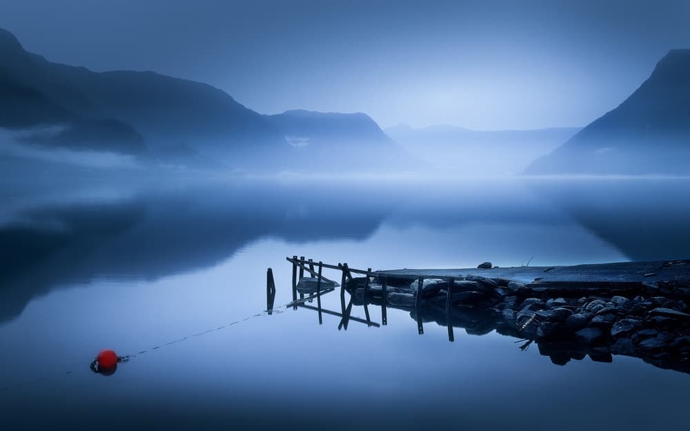 Misty Lake Pier by Gustav Davidsson — canvas wall art