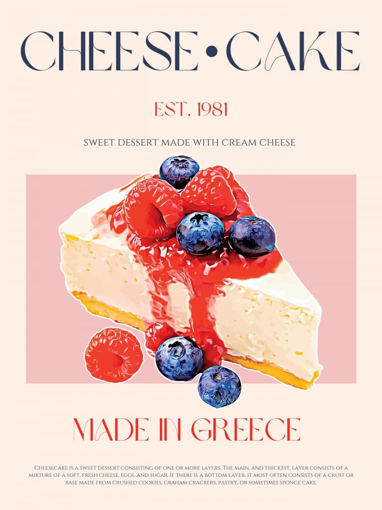 Berry Cheesecake Slice by Nazma Khokhar — canvas wall art