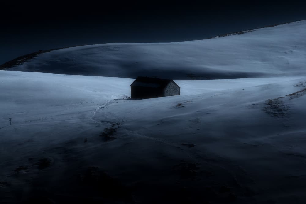 Isolated Winter Hut by Filippo Manini — canvas wall art