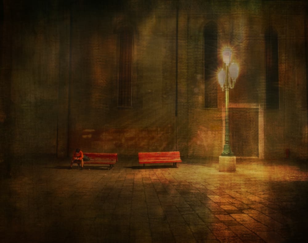 Solitary Figure Night by Anette Ohlendorf — canvas wall art