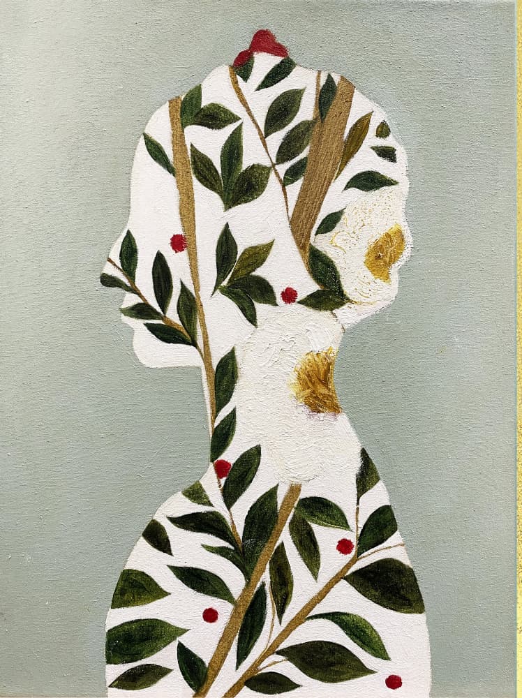 Botanical Woman Profile by Karenina Fabrizzi — canvas wall art