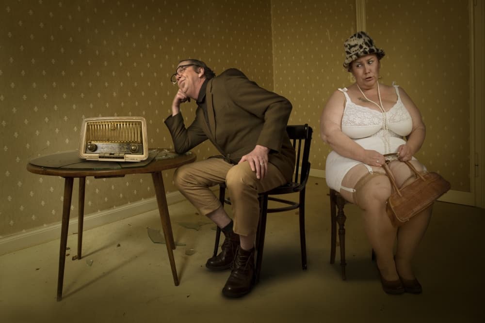 Quirky Couple and Radio by Christine von Diepenbroek — canvas wall art