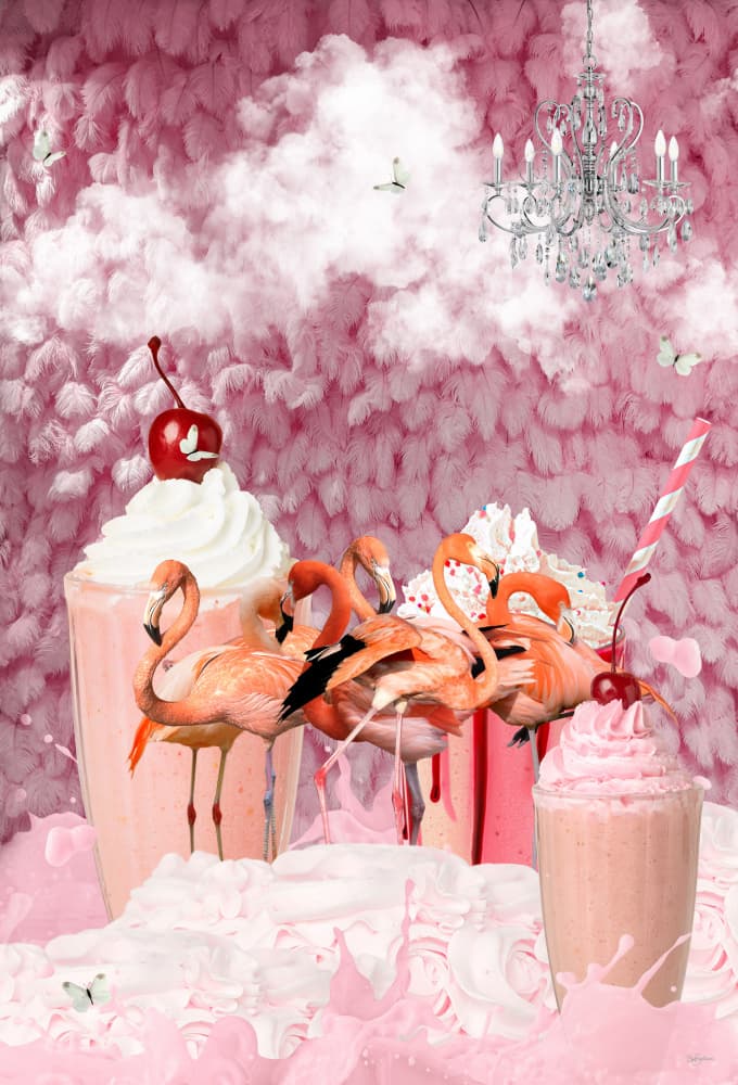 Sweet Flamingo Fantasy by Sue Skellern — canvas wall art