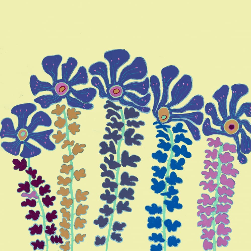Colorful Whimsical Flowers by Helen Joynson — canvas wall art