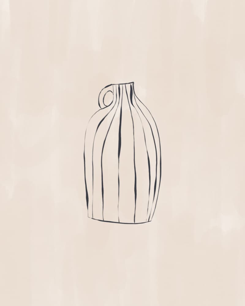 Modern Ribbed Vase by Ivy Green Illustrations — canvas wall art