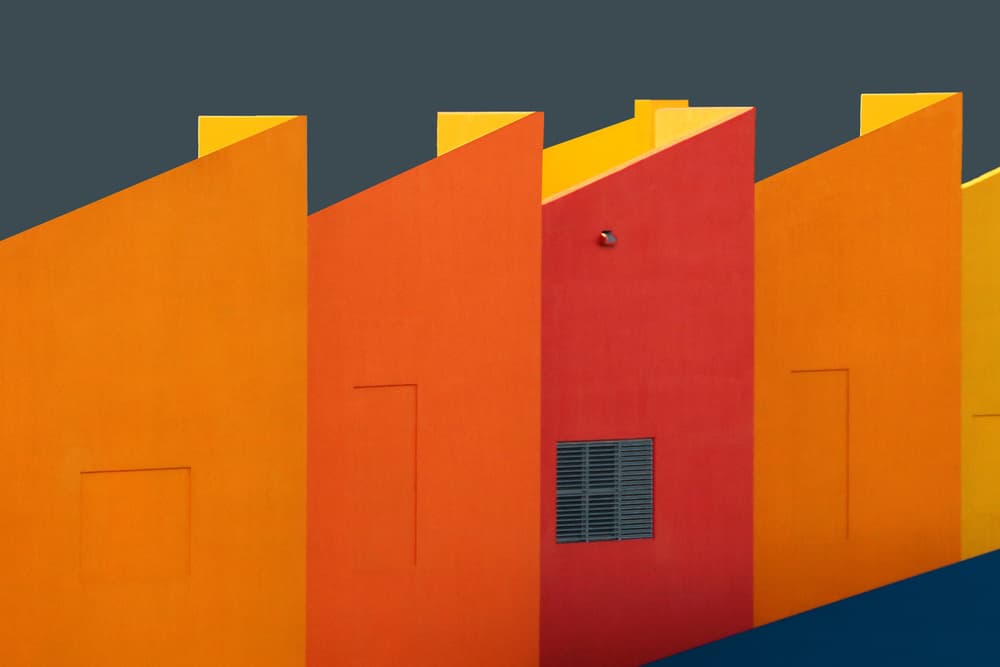 Colorful Geometric Architecture by Hans-Wolfgang Hawerkamp — canvas wall art