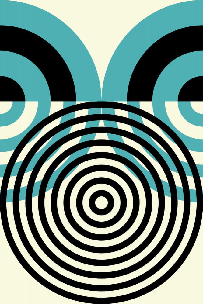Concentric Teal Circles by Petr Strnad — canvas wall art
