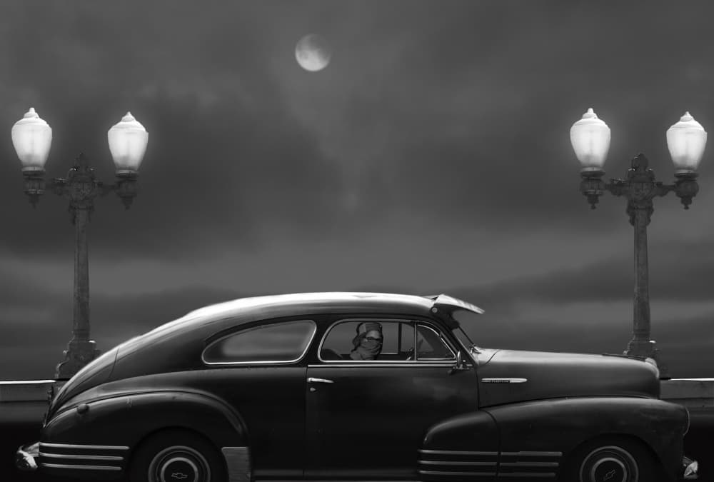 Moonlit Classic Ride by LARRY BUTTERWORTH — canvas wall art