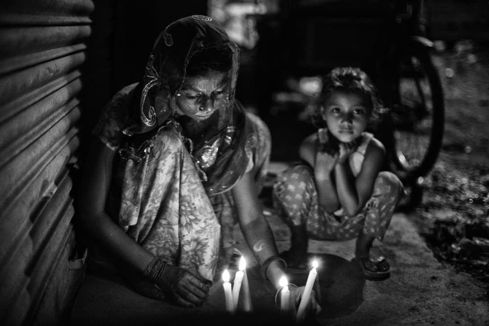 Woman Child Candlelight by Goran Jovic — canvas wall art
