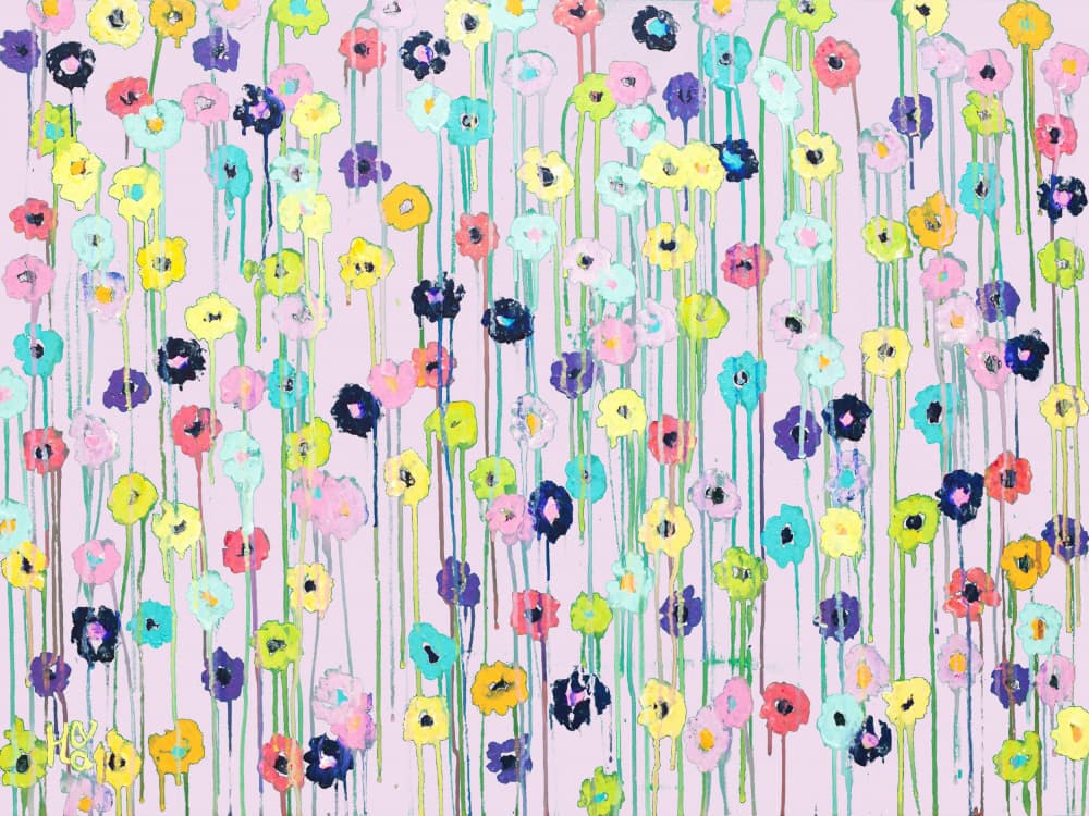 Vibrant Dripping Flowers by Helen Joynson — canvas wall art