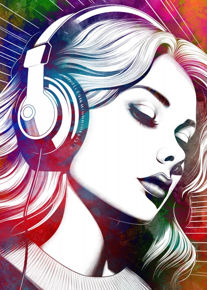 Woman Lost In Music by Justyna Jaszke — canvas wall art