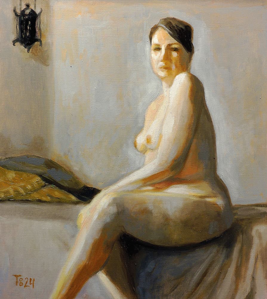 Seated Nude Woman by Tore Bahnson — canvas wall art