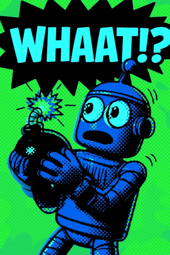Shocked Robot Bomb by ERM — canvas wall art