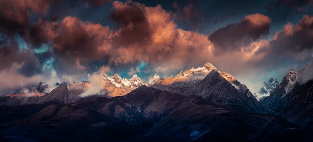 Golden Hour Mountain Peaks by qiye — canvas wall art