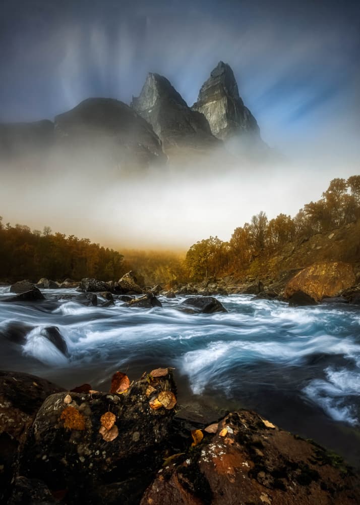 Misty Mountain River Flow by Wim Denijs — canvas wall art