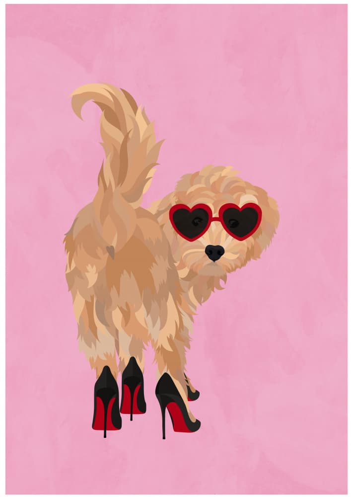 Sassy Dog in Heels by Sarah Manovski — canvas wall art