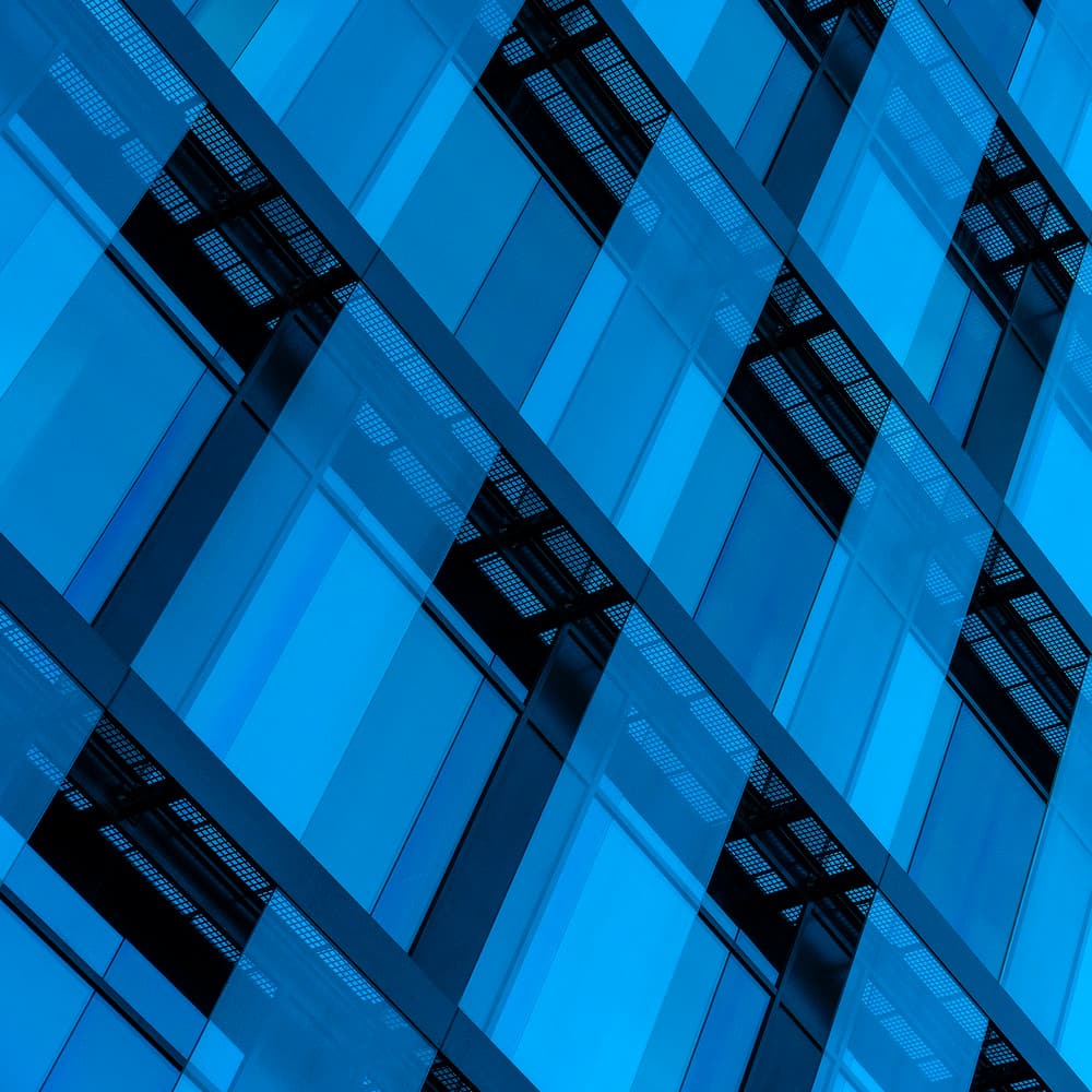 Geometric Blue Reflections by Jef Van den Houte — canvas wall art