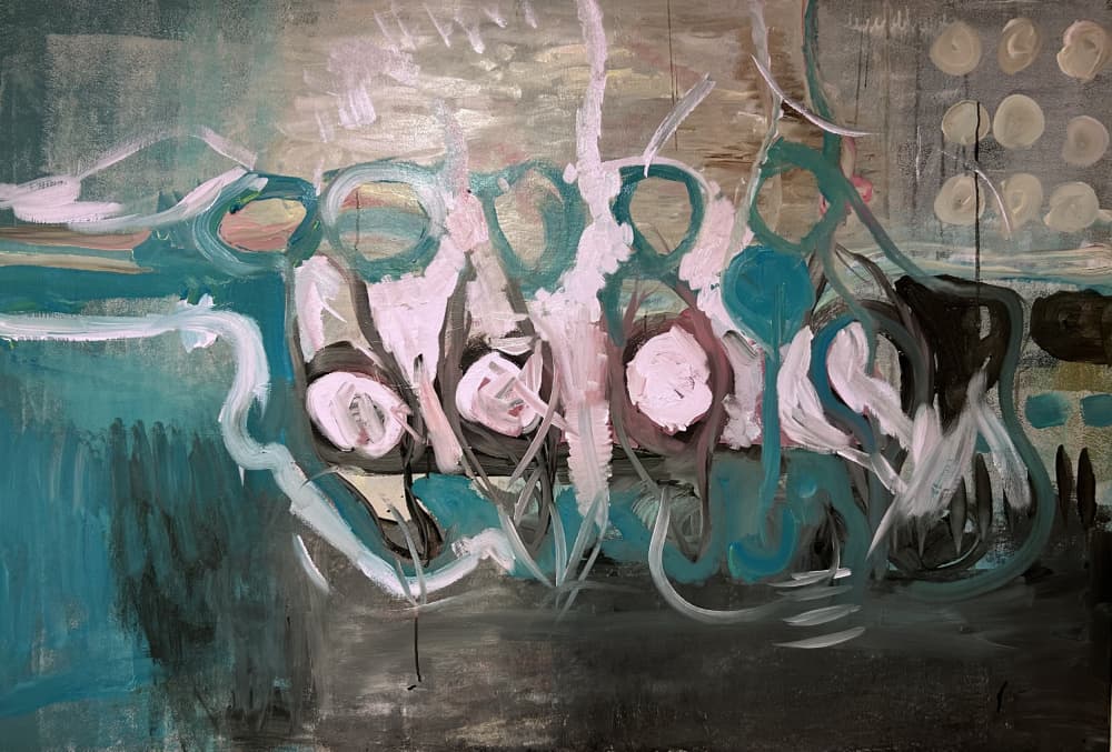 Teal Organic Forms by Joackim Schou Dahle — canvas wall art