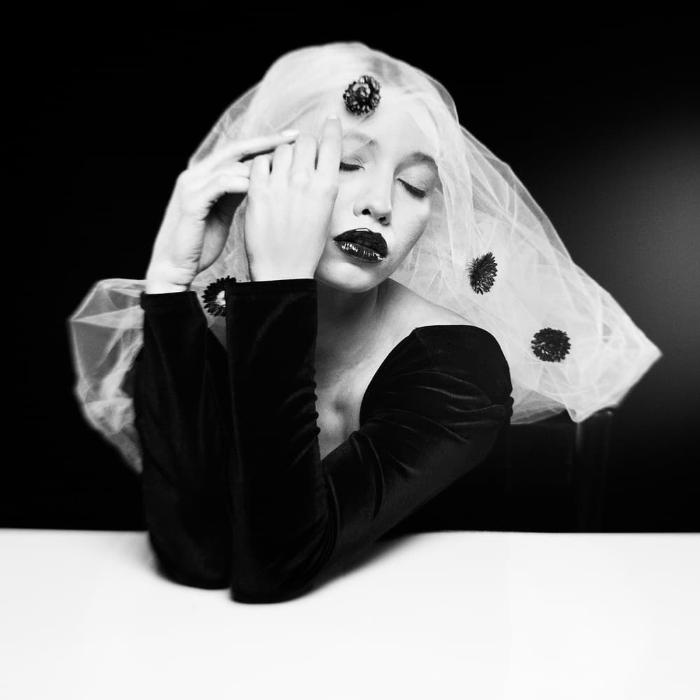 Mysterious Veiled Woman by Marius Cinteza — canvas wall art