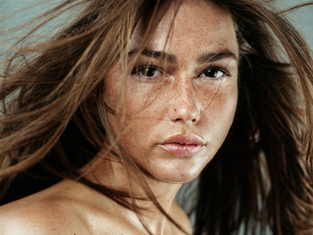 Windswept Freckled Portrait by Martin Krystynek MQEP — canvas wall art