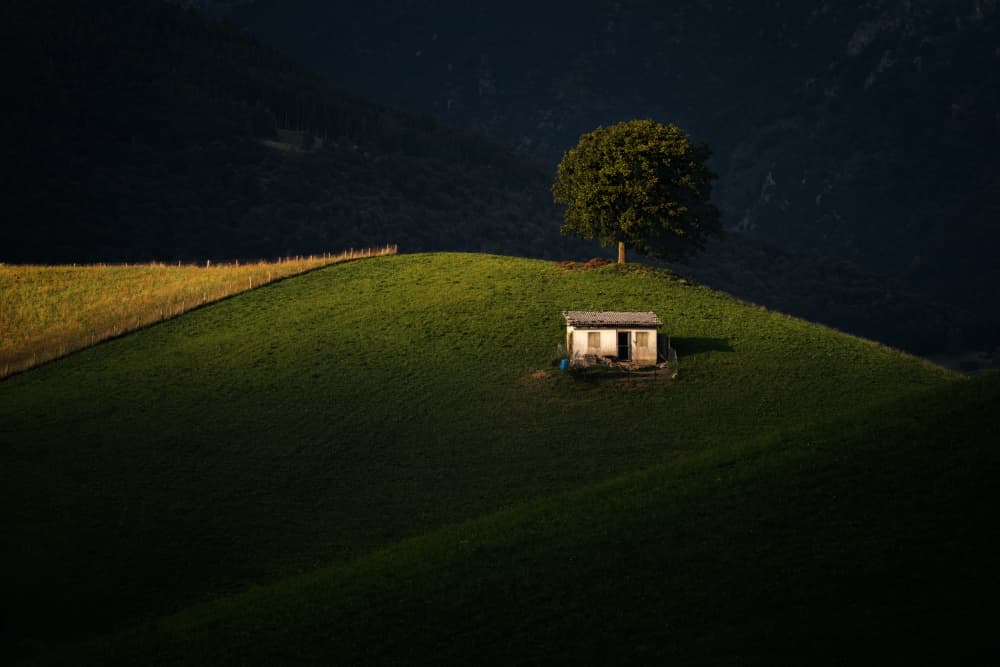 Solitary Hillside Cabin by Fiorenzo Carozzi — canvas wall art