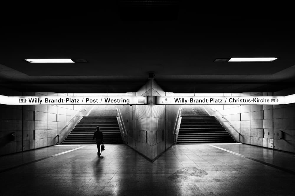 Metro Stairs Silhouette by Adam Dauria ☂ — canvas wall art