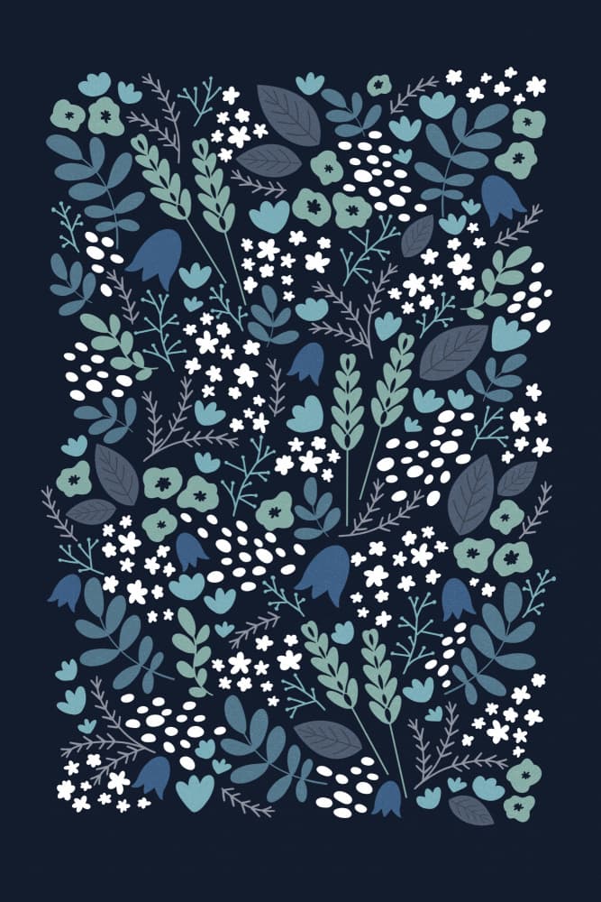 Midnight Blue Botanicals by EMELIEmaria — canvas wall art