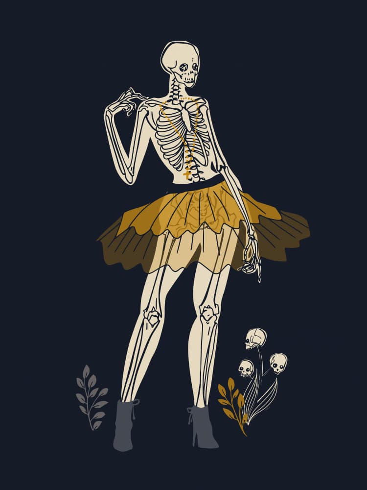 Elegant Skeleton Ballerina by Annick — canvas wall art