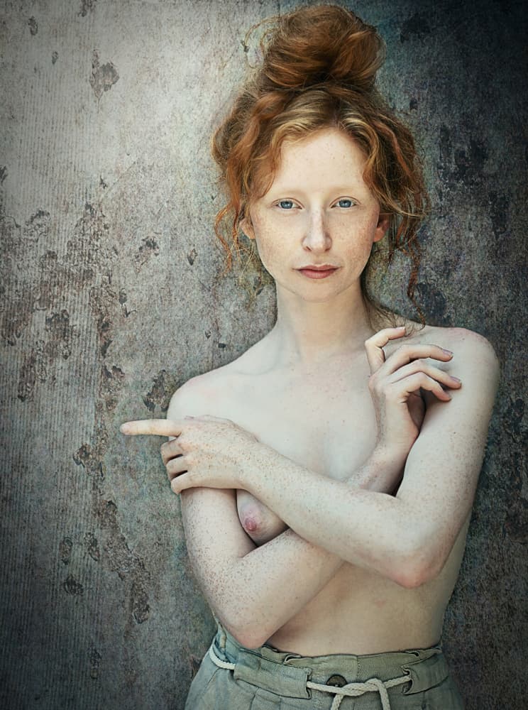 Freckled Redhead Pointing by kenp — canvas wall art