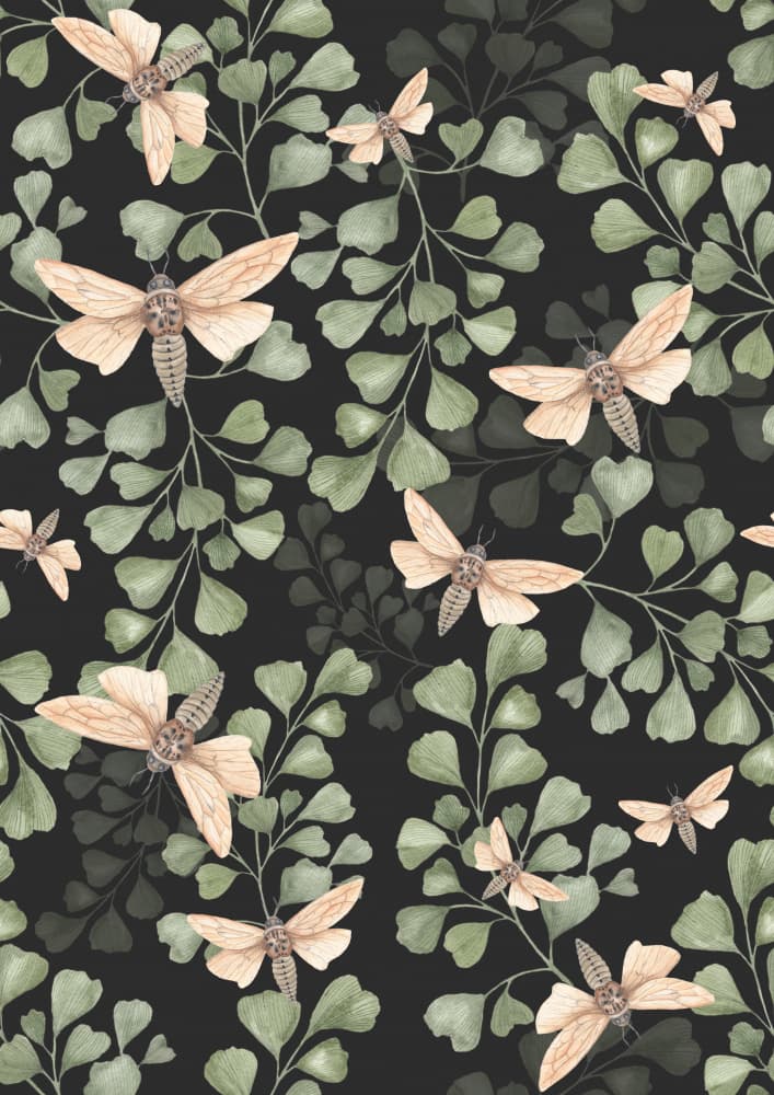 Dark Garden Moths by Linda Sitniece — canvas wall art