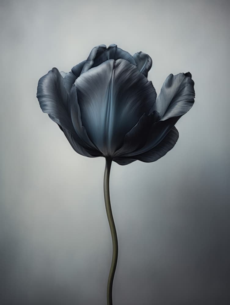 Elegant Dark Blue Tulip by Bilge Paksoylu — canvas wall art