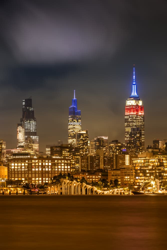 Manhattan Night Skyline by Melanie Viola — canvas wall art