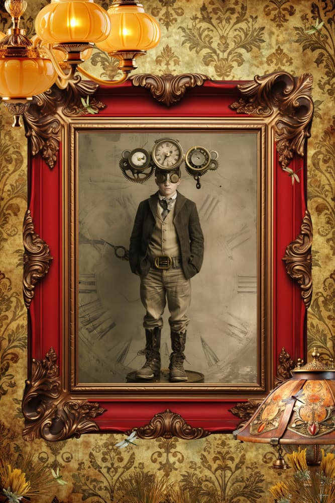 Whimsical Steampunk Portrait by Sue Skellern — canvas wall art
