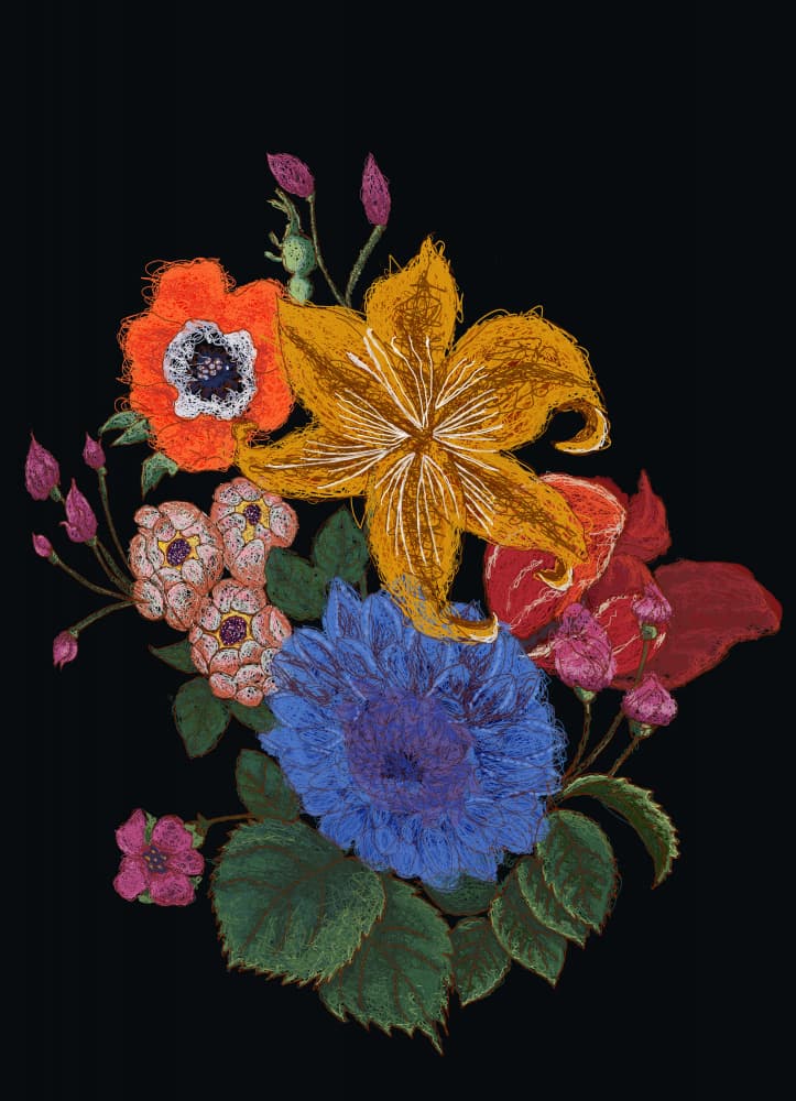 Vibrant Floral Bouquet by XHOZUCAN — canvas wall art