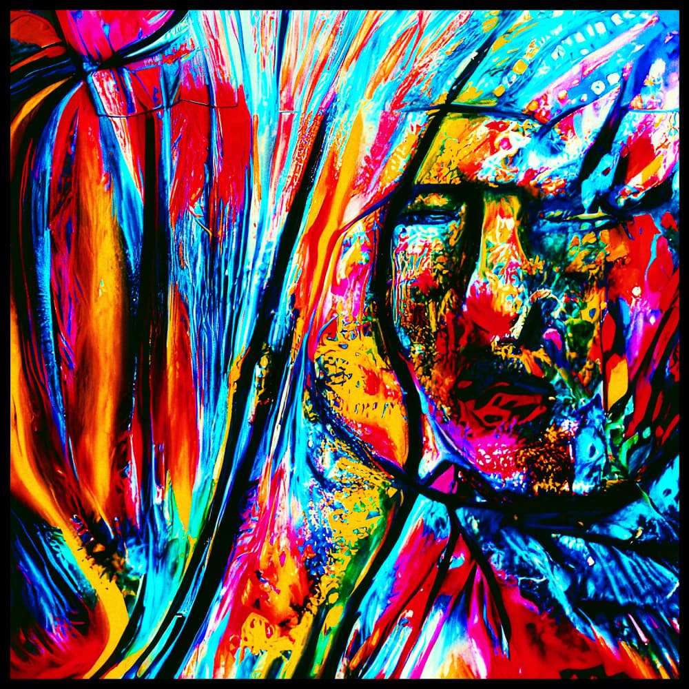 Vibrant Abstract Face by mnemonixART — canvas wall art