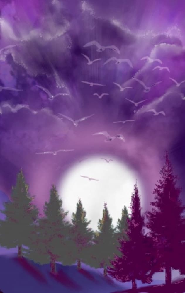 Purple Moonlit Forest by Anda Bieza — canvas wall art