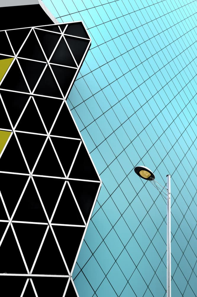 Geometric Facade Blue by Jorge Pimenta — canvas wall art