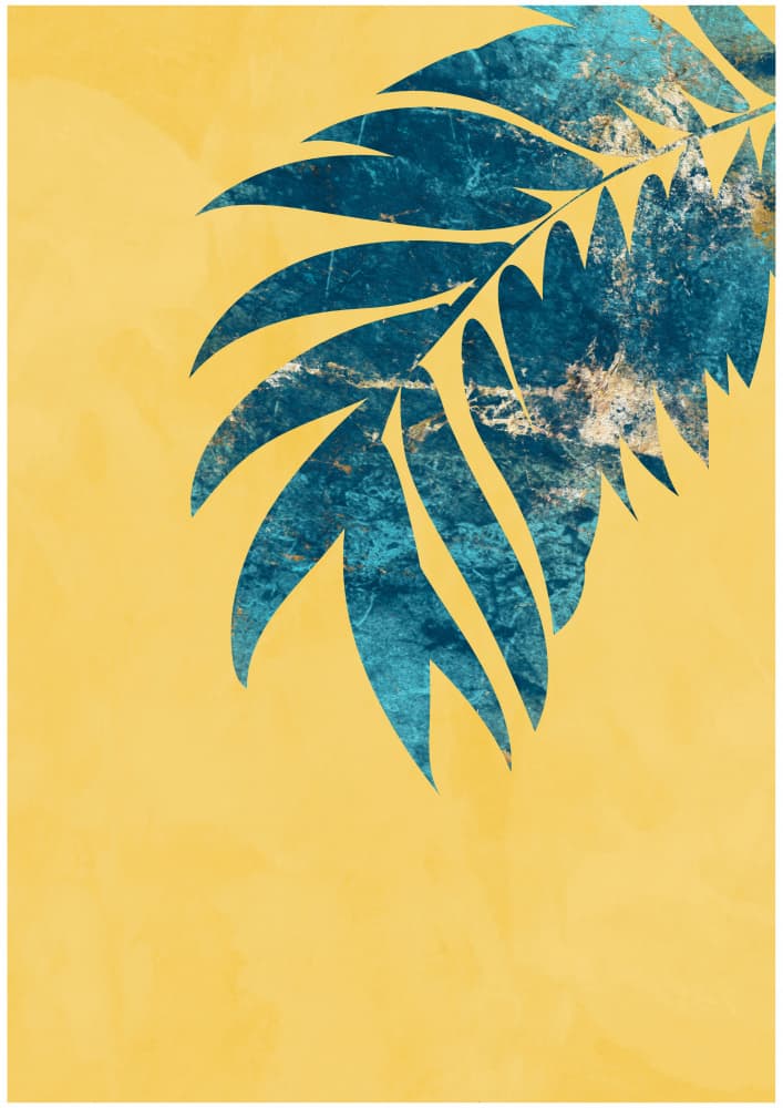 Golden Teal Palm by Sarah Manovski — canvas wall art