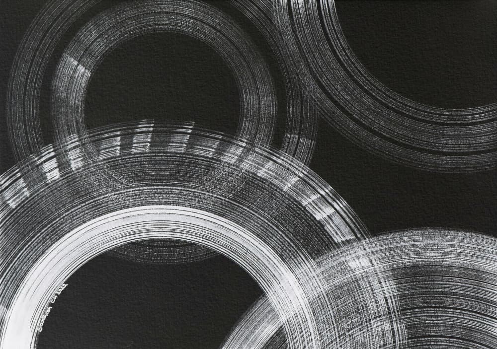 Dynamic White Circles by Santhosh ch — canvas wall art