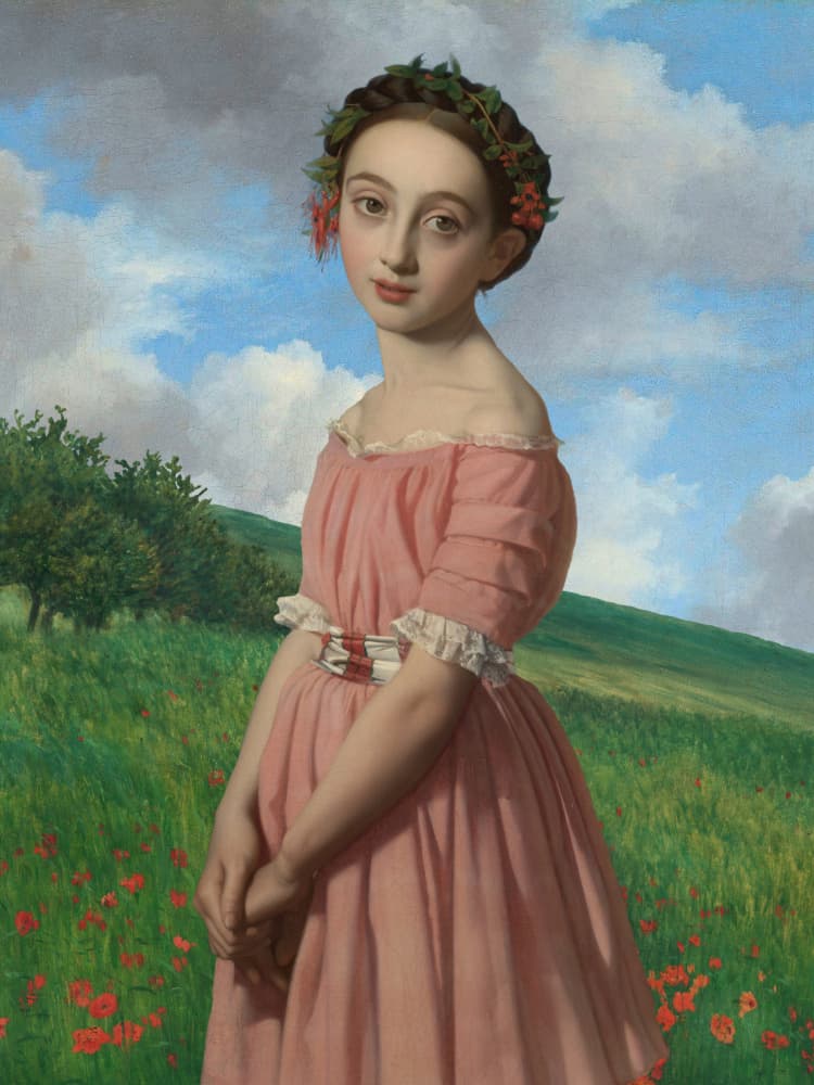 Young Girl With Berry Wreath by Marja van den Hurk — canvas wall art