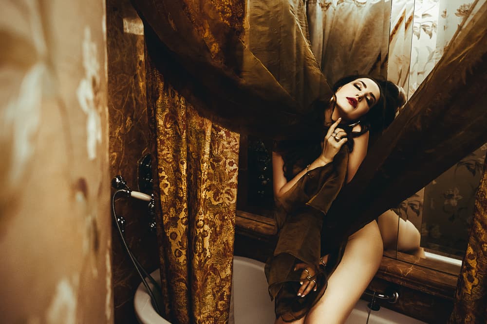 Mysterious Golden Drapes by Ruslan Bolgov — canvas wall art
