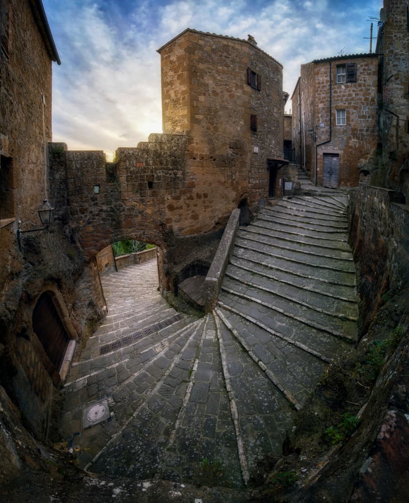 Winding Stone Village Stairs by Bartolome Lopez — canvas wall art