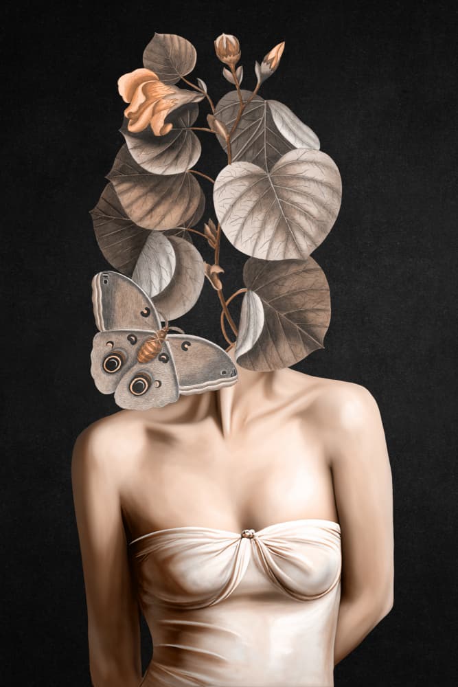 Elegant Butterfly Bloom by Marja van den Hurk — canvas wall art