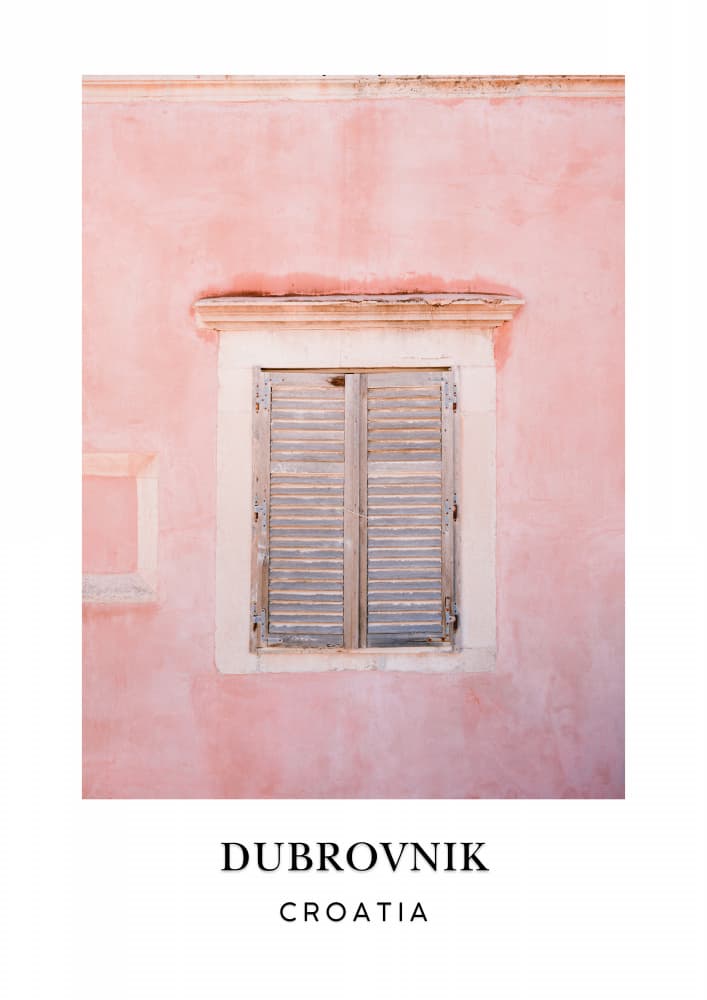 Pink Dubrovnik Croatia travel poster by Raisa Zwart — canvas wall art